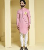 Pink plain cotton  kurta pajama