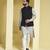 Black plain cotton silk nehru jacket set