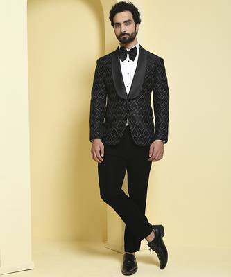 Black embroidered silk tuxedo 1