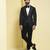 Black embroidered silk tuxedo