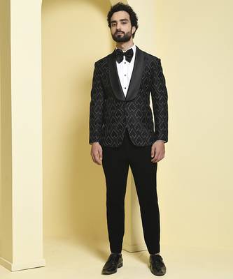 Black embroidered silk tuxedo 2