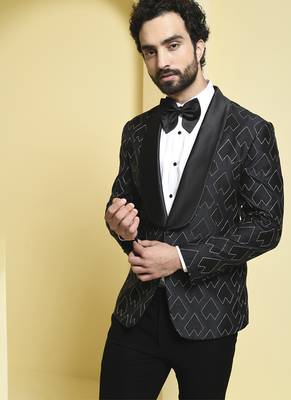 Black embroidered silk tuxedo 3