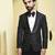 Black embroidered silk tuxedo