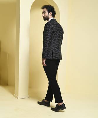 Black embroidered silk tuxedo 5