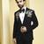 Black embroidered rayon tuxedo