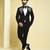 Black embroidered rayon tuxedo