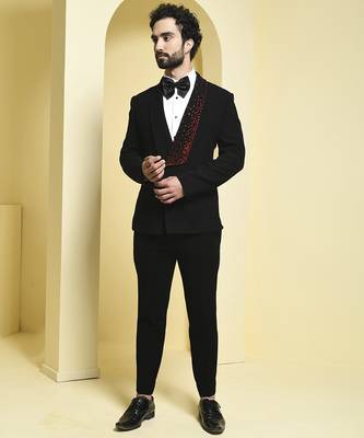 Black plain rayon tuxedo 1