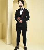 Black plain rayon tuxedo