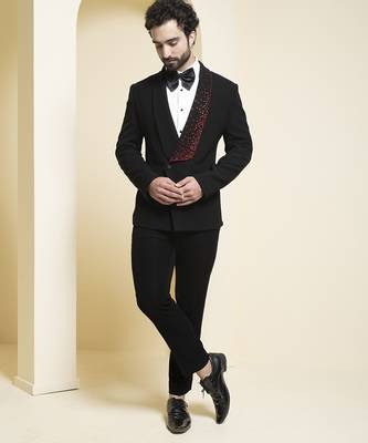 Black plain rayon tuxedo 2