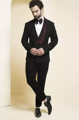 Black plain rayon tuxedo