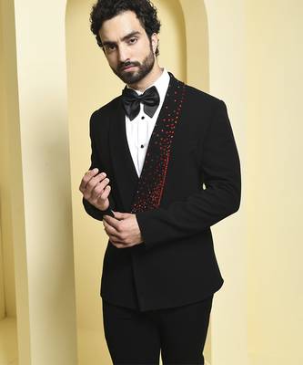 Black plain rayon tuxedo 3