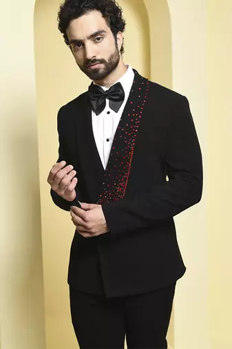 Black plain rayon tuxedo