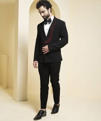 Black plain rayon tuxedo 5