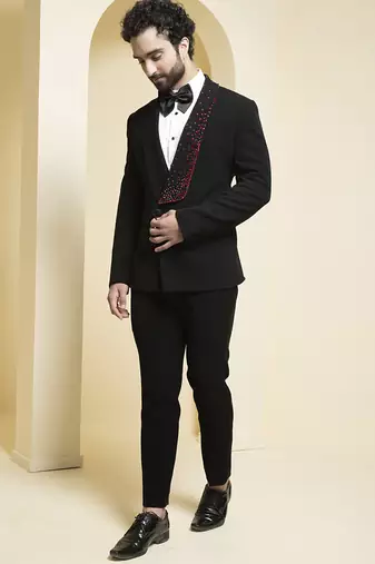 Black plain rayon tuxedo