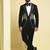 Black embroidered rayon tuxedo