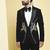 Black embroidered rayon tuxedo