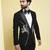 Black embroidered rayon tuxedo