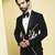 Black embroidered rayon tuxedo