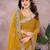 Dark yellow embroidered georgette saree 