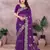 Purple embroidered georgette saree  