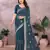 Teal embroidered georgette saree  