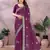 Wine embroidered georgette saree  