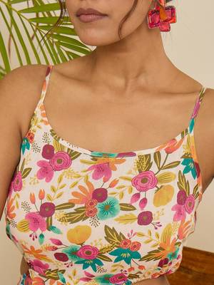Floral print waist cut-out jumpsuit 5