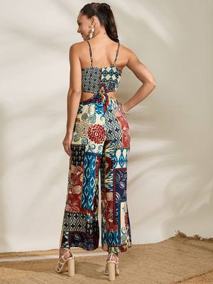 Multi-color printed waist cut-out jumpsuit 3