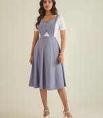 Women lavender pinafore flared dress