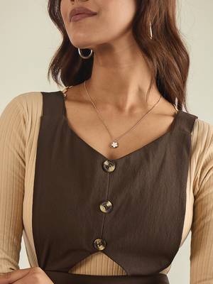 Women brown pinafore flared dress 5