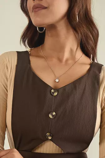 Women brown pinafore flared dress