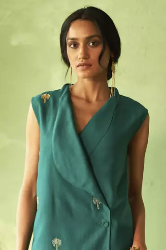 Green plain chanderi Co Ord Set