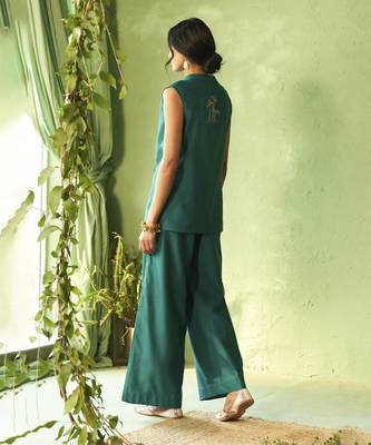 Green plain chanderi Co Ord Set 4