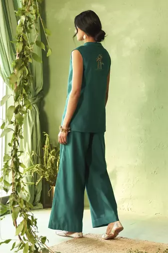 Green plain chanderi Co Ord Set