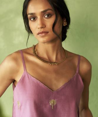 purple plain chanderi Top & Pant With Jacket 4