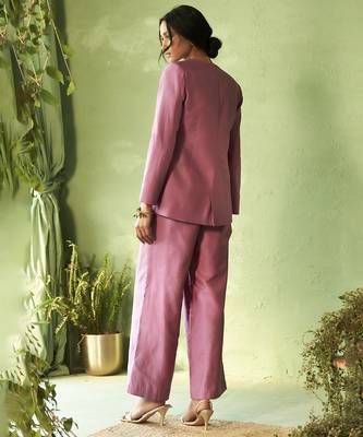 purple plain chanderi Top & Pant With Jacket 5
