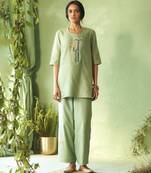 Green plain chanderi kurta & Pant