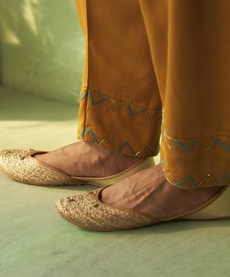 mustard plain chanderi kurta Set 3