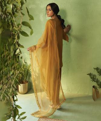 mustard plain chanderi kurta Set 4