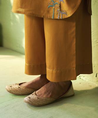 mustard plain chanderi kurta Set 3