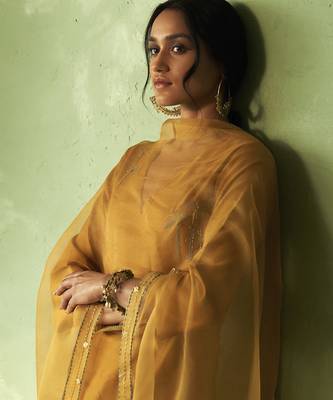 mustard plain chanderi kurta Set 5