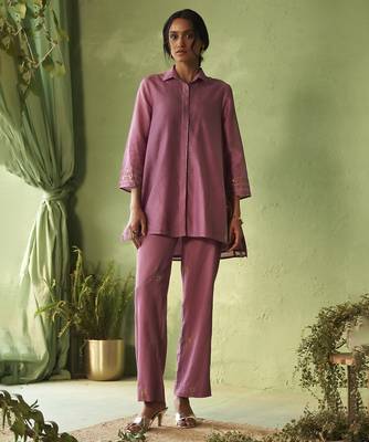 purple plain chanderi Co Ord Set 1