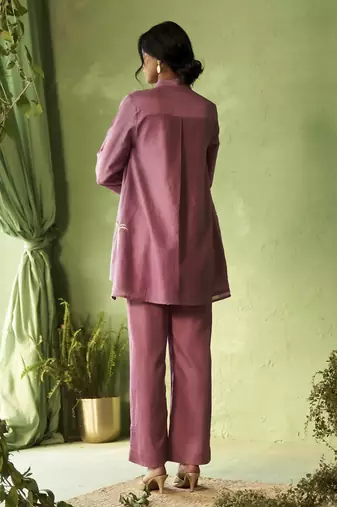 purple plain chanderi Co Ord Set
