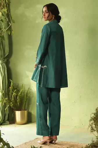 Green plain chanderi Co Ord Set