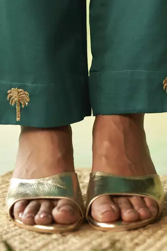 Green plain chanderi Co Ord Set