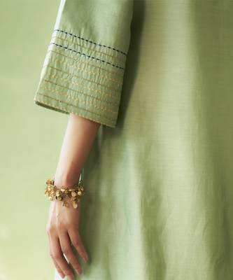Green embroidered chanderi kurta Set 3