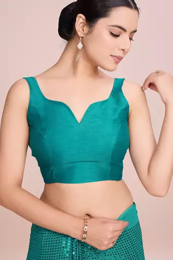 Embellished rama green color  bollywood georgette saree with unstiched blouse