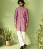 Purple plain chanderi kurta pajama