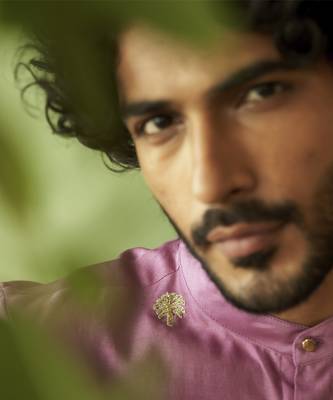 Purple plain chanderi kurta pajama 5