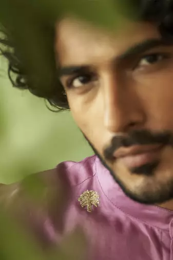 Purple plain chanderi kurta pajama
